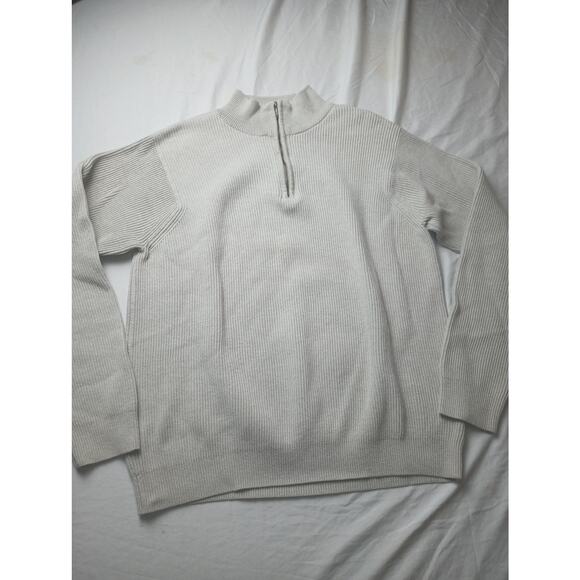 IZOD Men's Sweater Half Zip Up Henley Size Large Ribbed 100% Cotton - Picture 1 of 6